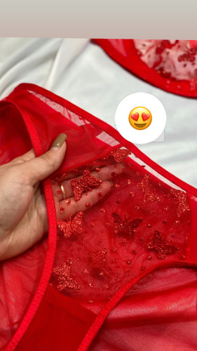 ست سوتین و شورت توری مدل پروانه برجسته